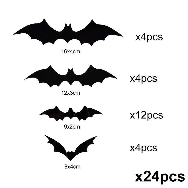 3D Black Bat™ Wall Stickers (12–120pcs) – Scary Halloween Party & Home Décor Must-Have