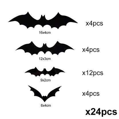 3D Black Bat™ Wall Stickers (12–120pcs) – Scary Halloween Party & Home Décor Must-Have
