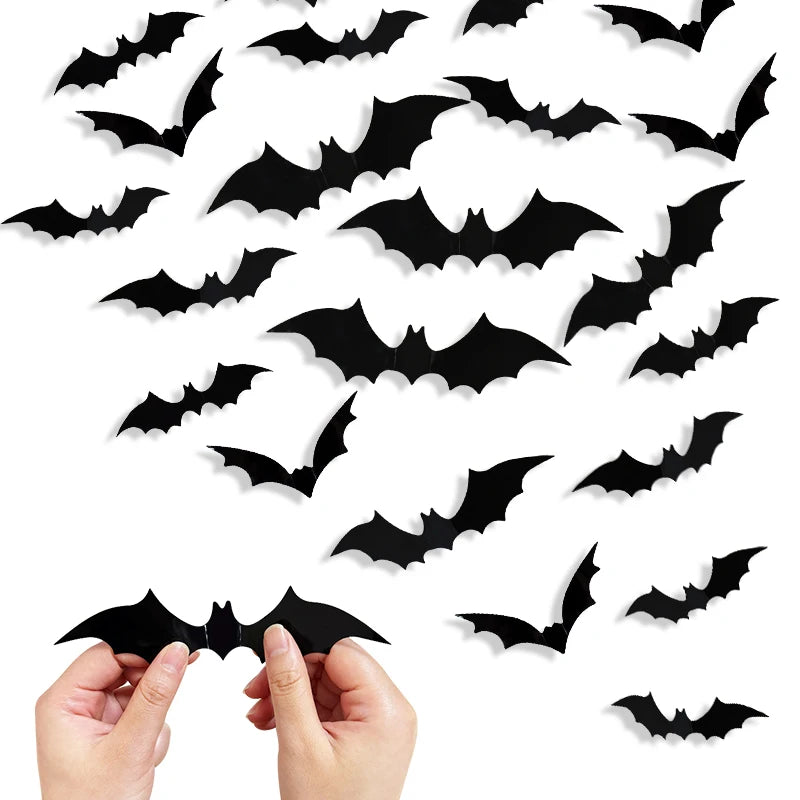 3D Black Bat™ Wall Stickers (12–120pcs) – Scary Halloween Party & Home Décor Must-Have