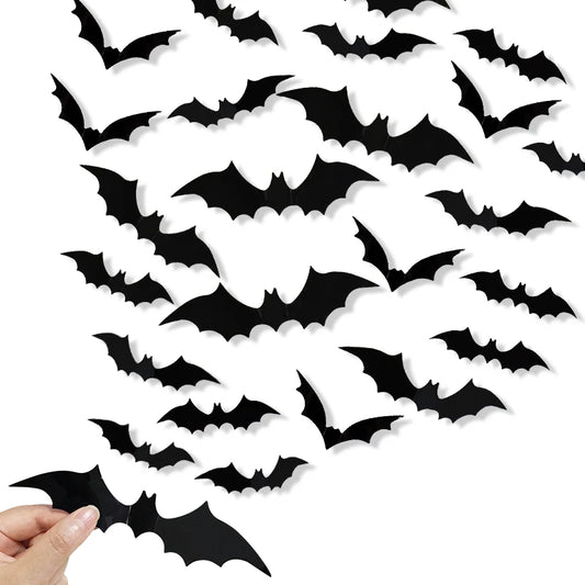 3D Black Bat™ Wall Stickers (12–120pcs) – Scary Halloween Party & Home Décor Must-Have