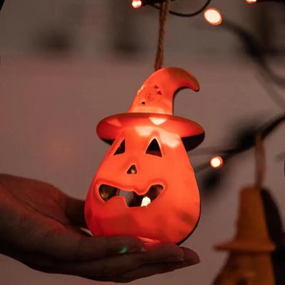 LED Halloween Pumpkin Ghost Lantern Lamp – DIY Hanging Candle Light Decoration for Home & Horror Props