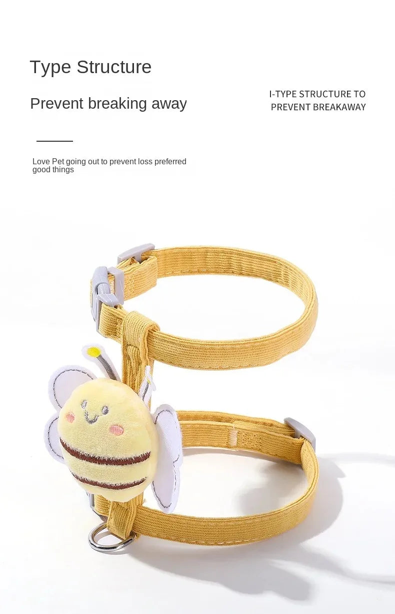 Bee-Themed Cat Harness & Leash Set – Adjustable & Comfortable