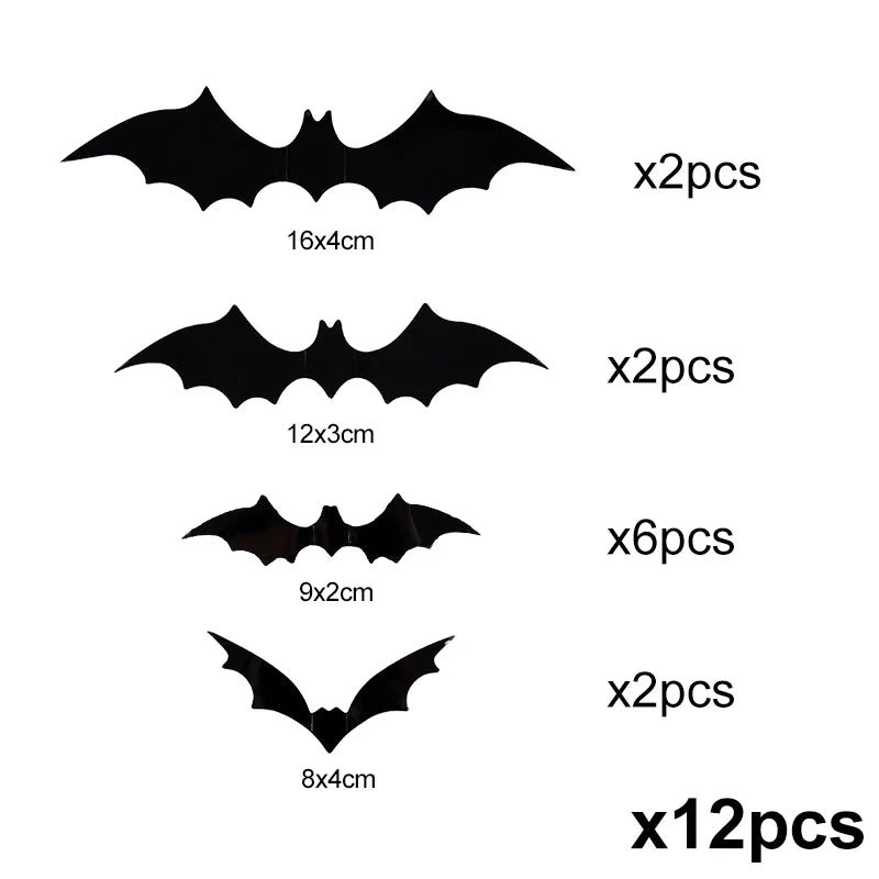3D Black Bat™ Wall Stickers (12–120pcs) – Scary Halloween Party & Home Décor Must-Have