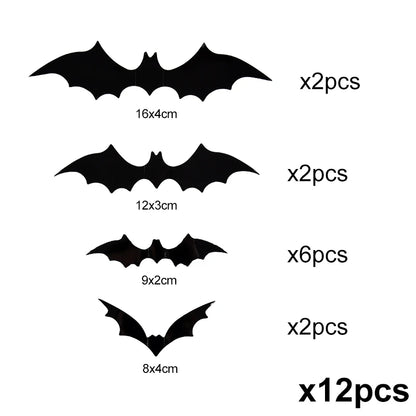 3D Black Bat™ Wall Stickers (12–120pcs) – Scary Halloween Party & Home Décor Must-Have
