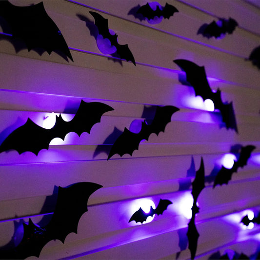 3D Halloween Bat Lights™ – LED PVC Wall Decor for Home & Party